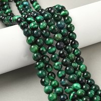Brins de perles en œil de tigre naturel de grade B, vert, 8,5 mm, 46-48pcs — Perles à bijoux