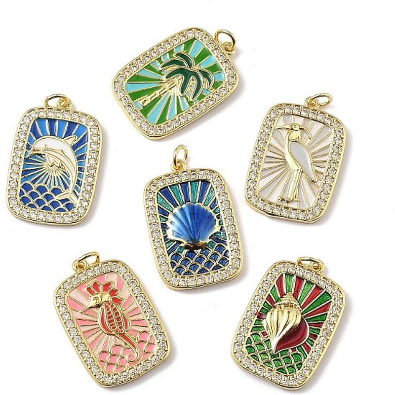 Brass Micro Pave Cubic Zirconia Pendants with Enamel — Charms & Pendants