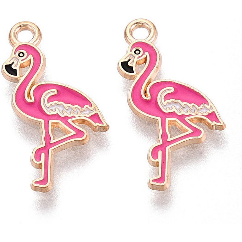Pendentif Flamant Rose Marine en Alliage Doré Léger — Breloques et pendentifs