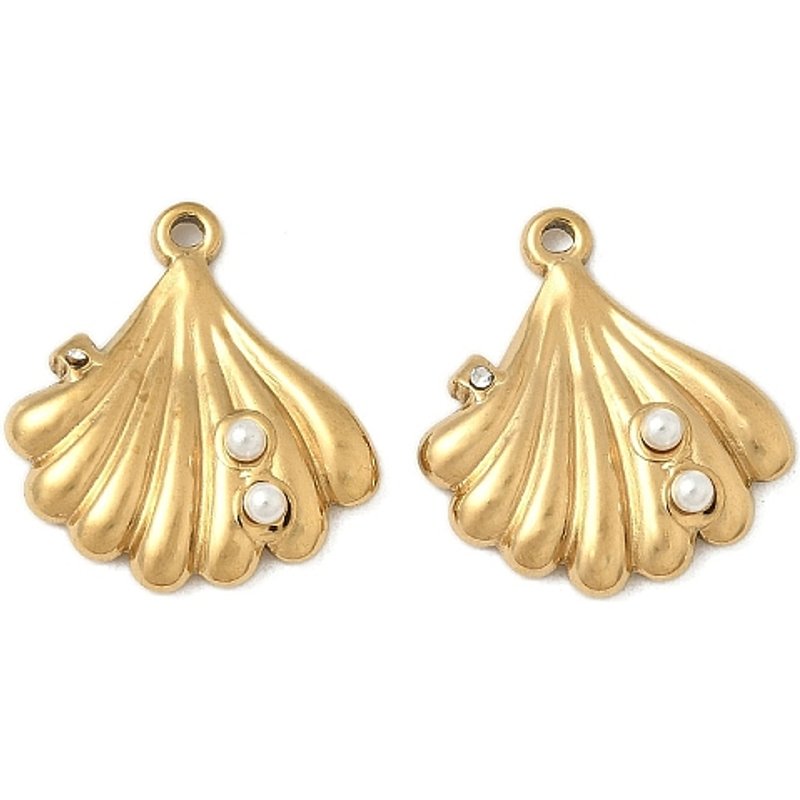 Charm en acier inoxydable 304 en forme de coquillage avec plaquage or 18K — Breloques et pendentifs