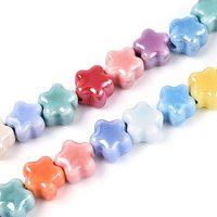 Handmade Porcelain Bead Strands, Plum Blossom, Mixed Colors — Jewelry Beads