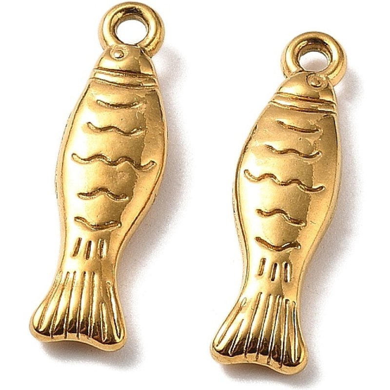 Pendentif Sardine en Acier Inoxydable 304, Doré — Breloques et pendentifs