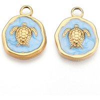Pendentif en Acier Inoxydable avec Charms Tortue et Plaqué Or 18K — Breloques et pendentifs