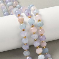 Fils de perles en améthyste, aquamarine et quartz rose de Madagascar — Perles à bijoux
