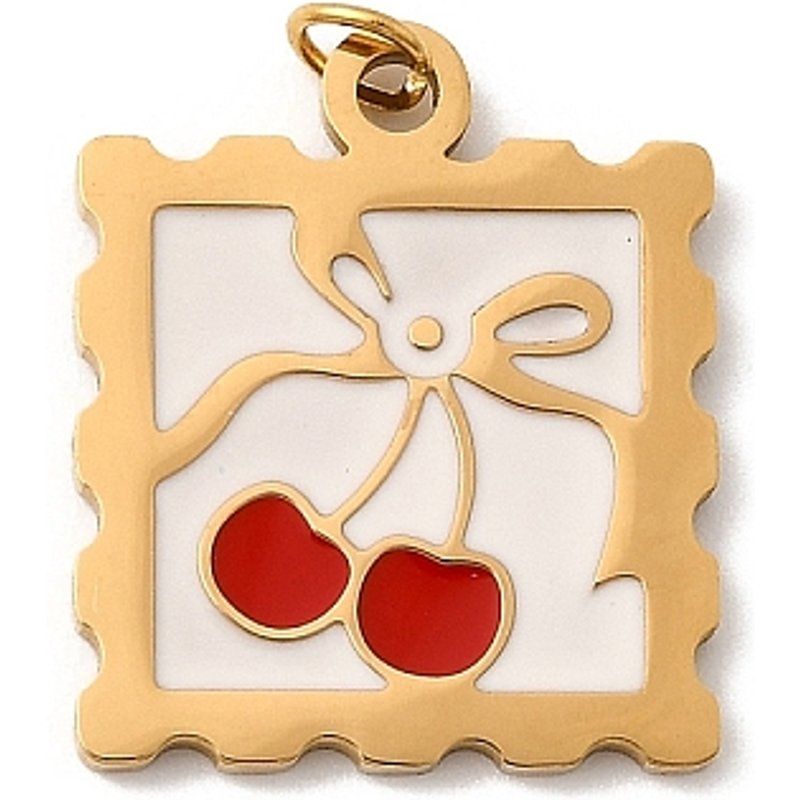304 Stainless Steel Enamel Square Charms with Jump Ring — Charms & Pendants
