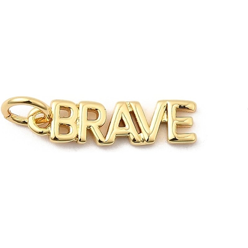 Pendentif en Laiton - Mot Brave, Plaqué Or 18K, Sans Plomb — Breloques et pendentifs