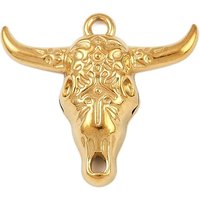Charms de Crâne de Bétail en Acier Inoxydable 304, Pendentif Doré — Breloques et pendentifs