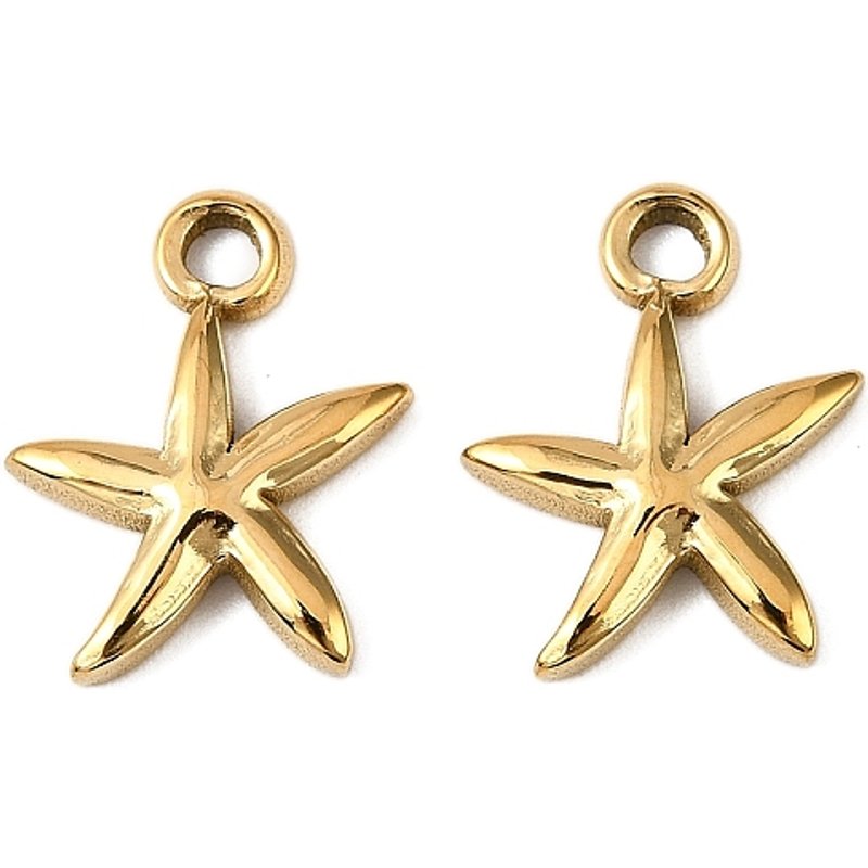 Pendentif Étoile de Mer en Acier Inoxydable 304 avec Plaquage en Or 18K — Breloques et pendentifs