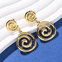 304 Stainless Steel Vortex Spiral Dangle Stud Earrings — Costume Jewelry