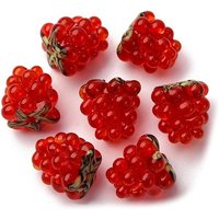 Handmade Lampwork Beads in Raspberry Red, 12.5mm Long — Jewelry Beads