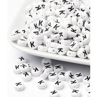 Acrylic Letter Beads, Flat Round, 7x4mm, 3500pcs/500g — Jewelry Beads