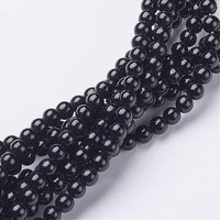 Natural Black Onyx Round Beads Strands, Grade A, Dyed, 3mm