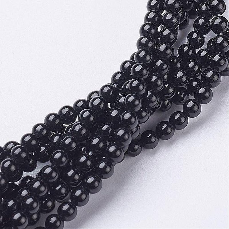Natural Black Onyx Round Beads Strands, Grade A, Dyed, 3mm — Jewelry Beads