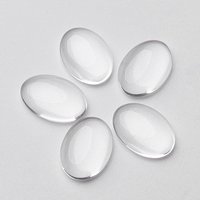 Transparent Oval Glass Cabochons, Clear, 25x18mm