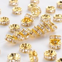 Iron Crystal Rhinestone Spacer Beads, Golden, Grade B, 7-8mm