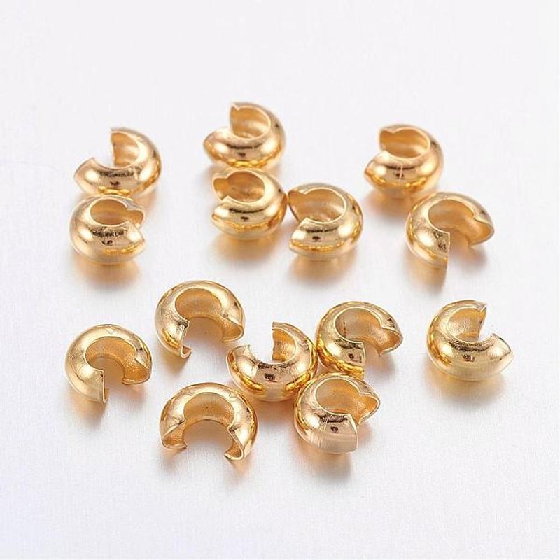 Couvre-billes en laiton, sans nickel, couleur dorée, 4mm de diamètre — Perles à bijoux