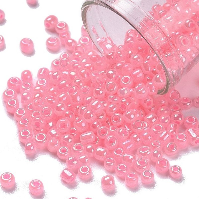 Ceylon Glass Seed Beads, Round, Pink, 3mm, 10,000 pcs per pound — Jewelry Beads