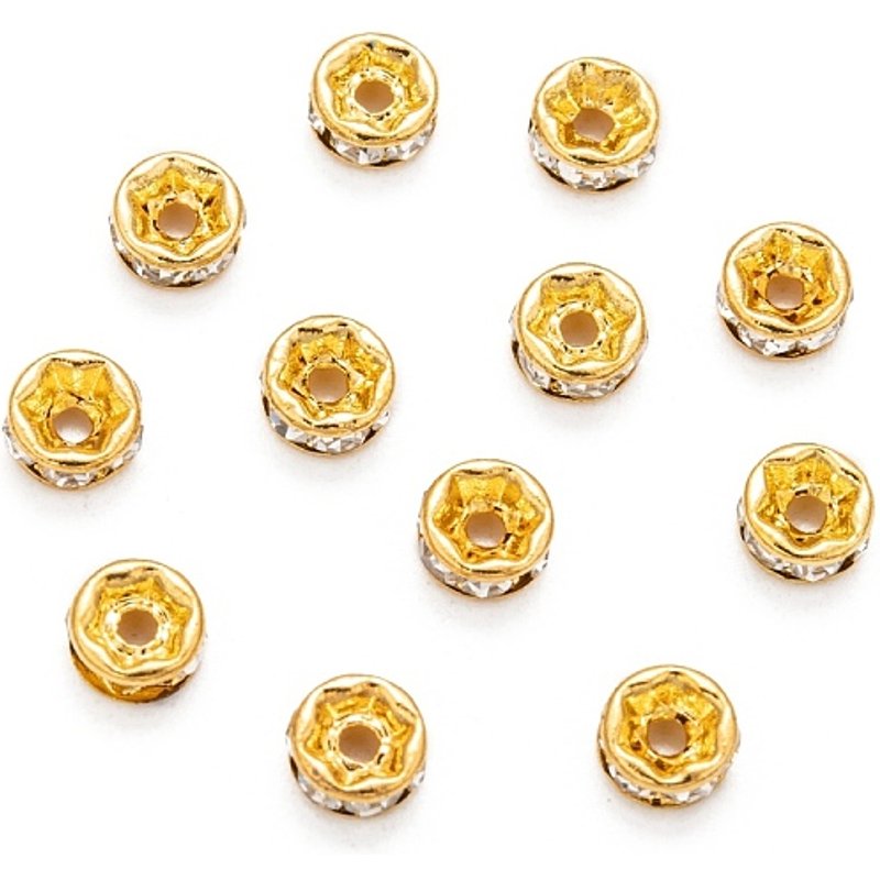 Perles Espacées en Laiton avec Strass, Qualité A, Couleur Dorée — Perles à bijoux