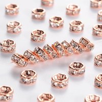Perles Séparatrices en Laiton avec Rhinestones, Grade AAA, Sans Nickel, Or Rose — Perles à bijoux