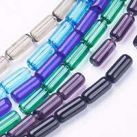 Fil de Perles Tubulaires en Verre Transparent, Couleurs Mélangées, 9x4mm — Perles à bijoux