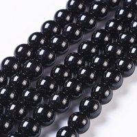 Brins de perles d'onyx noir naturel, grade AB, rond, 8mm — Perles à bijoux