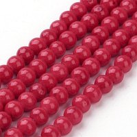 Fil de perles rondes en jade Mashan naturel teintées rouges, 4mm, 98pcs — Perles à bijoux