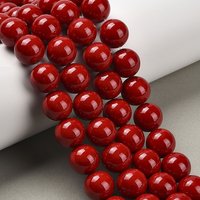 Natural Mashan Jade Round Beads Strands, Dyed Red, 12mm — Jewelry Beads