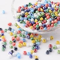 Perles de Verre, Opaques Lustrées, Rondes, Couleurs Mélangées, 4mm — Perles à bijoux