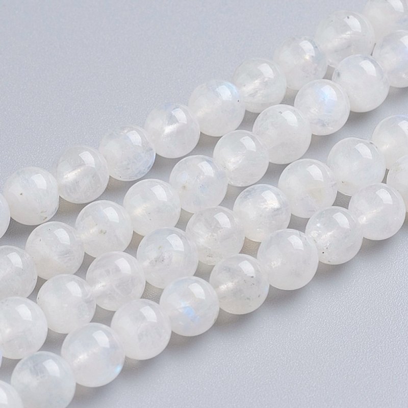 Fils de perles en pierre de lune arc-en-ciel naturelle, Grade AA, rond, 6mm — Perles à bijoux