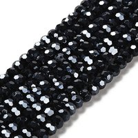 Brins de perles en verre électroplaqué, bleu prussien, 4mm, facetté — Perles à bijoux