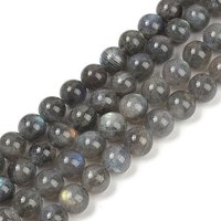 Fils de perles de labradorite naturelle, Grade AA, rond, gris, 8mm — Perles à bijoux