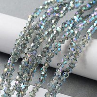 Brins de Perles en Verre Électroplaquées, Bicone Facetté, Teal, 107-110pcs — Perles à bijoux