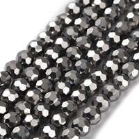 Electroplate Glass Bead Strands, Round, Silver Plated, 6x5mm — Jewelry Beads