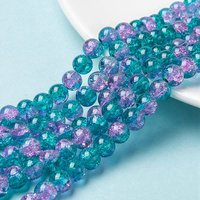 Spray Painted Crackle Glass Beads Strands, Round, Dark Cyan, 8mm — Jewelry Beads