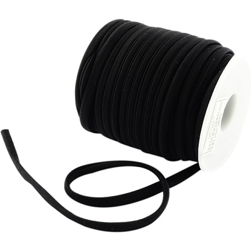 Corde en nylon souple, plate, noire, 5x3mm, 21,87 verges/rouleau — Chaînes, fils et cordons