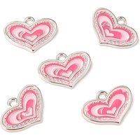 Pink Alloy Enamel Heart Charm Pendant for Mother's Day Gifts — Charms & Pendants