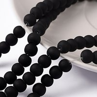 Frosted Black Glass Bead Strands, Round, 6mm, 140pcs/strand — Jewelry Beads