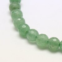 Brins de perles d'aventurine verte naturelle, facettées rondes 6mm — Perles à bijoux