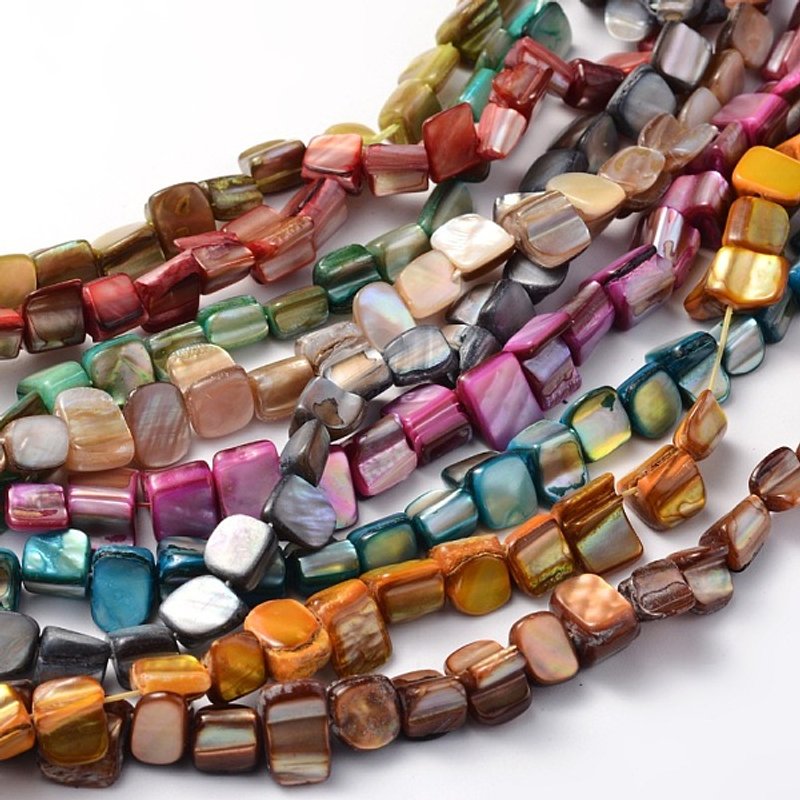 Irregular Natural Sea Shell Beads Strands, Dyed, Mixed Colors — Jewelry Beads