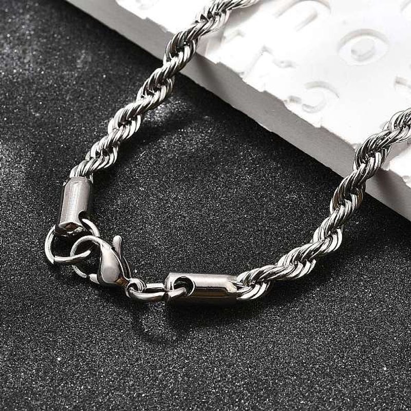 Collier en Chaîne Tressée en Acier Inoxydable 304 pour Hommes avec Fermoir Mousqueton — Collier pendentif