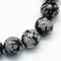 Natural Snowflake Obsidian Round Beads Strands, 6.5mm, 59pcs — Jewelry Beads