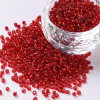 12/0 Red Glass Seed Beads, Silver Lined, 2mm, 1mm Hole — Jewelry Beads