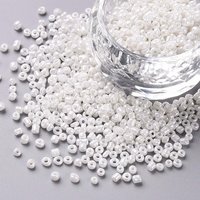 Perles de Verre, Opaques Lustrées, Rondes Blanches, 2mm, 30000pcs/livre