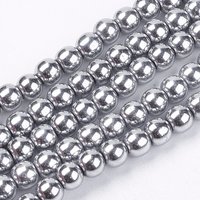 Non-Magnetic Synthetic Hematite Beads, Round, Platinum Plated, 6mm — Jewelry Beads