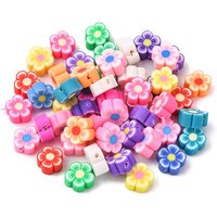 Perles en Argile Polymère Fleurs Prunier, Couleurs Variées
