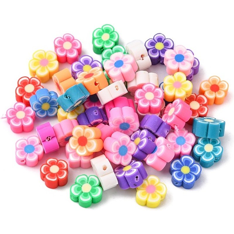 Perles en Argile Polymère Fleurs Prunier, Couleurs Variées — Perles à bijoux