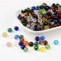 Faceted Rondelle Glass Beads, Mixed Color, 8x6mm, Hole: 1mm — Jewelry Beads