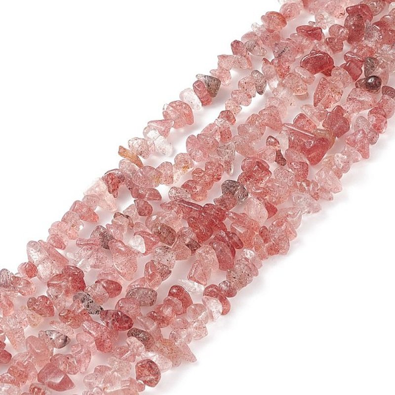 Brins de perles en quartz fraise naturel, 5-8mm, 31.5 pouces — Perles à bijoux