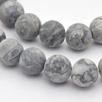 Fils de perles en pierre Picasso, ronds, givrés, 6mm — Perles à bijoux