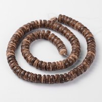 Brins de perles rondelles en noix de coco naturel, brun noix de coco, 8x2.5-5mm — Perles à bijoux
